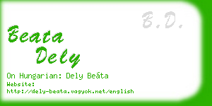 beata dely business card